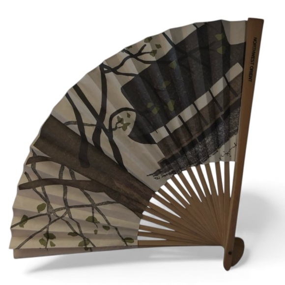 Vintage Northwest Orient Airlines Fan Kyoshi Sauron Woodblock Print Okyokan - Picture 11 of 11